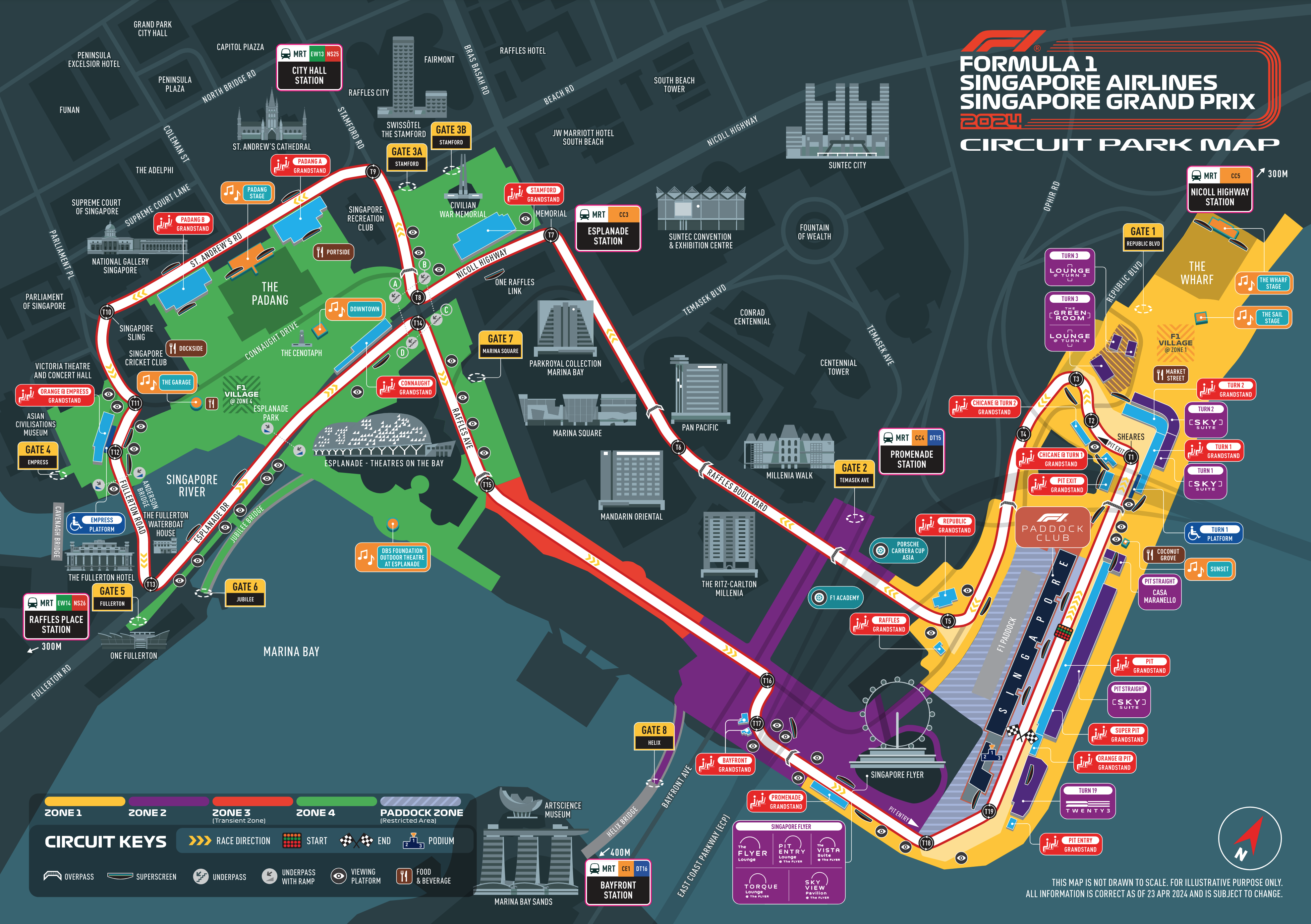 แผนผังสนาม F1 Singapore Marina Bay Street Circuit